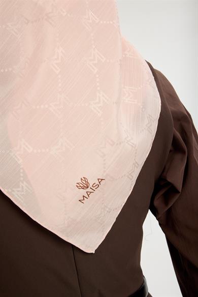 NEDA PAMUK İPEK EŞARP 90*90 CM - PUDRA PEMBE