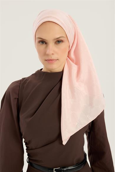 NEDA PAMUK İPEK EŞARP 90*90 CM - PUDRA PEMBE