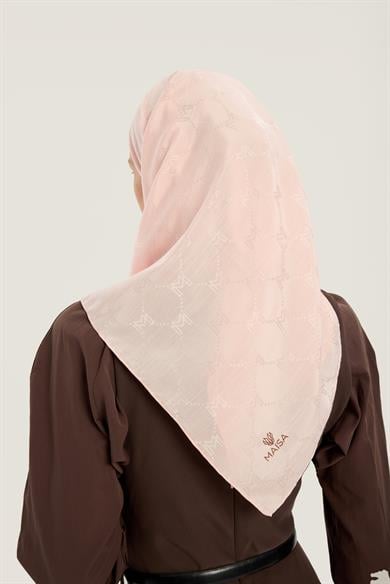 NEDA PAMUK İPEK EŞARP 90*90 CM - PUDRA PEMBE