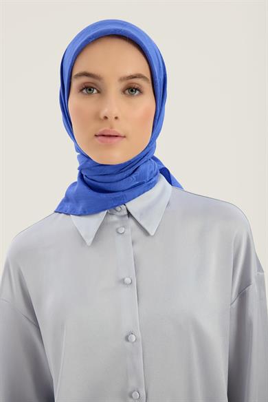 NEDA PAMUK İPEK EŞARP 90*90 CM - SAKS