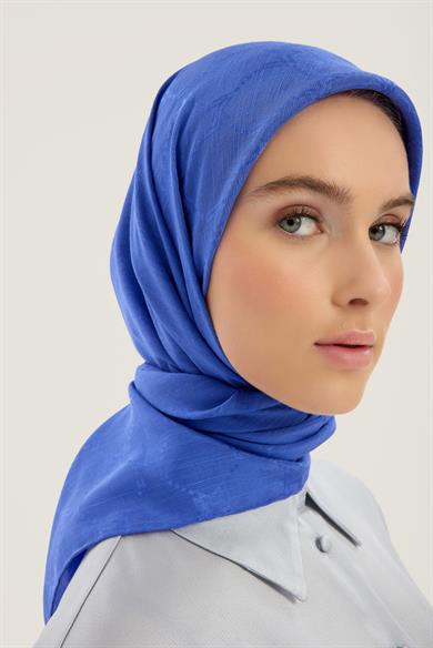 NEDA PAMUK İPEK EŞARP 90*90 CM - SAKS