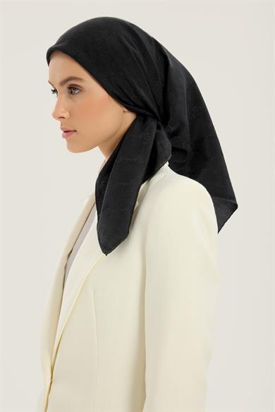 NEDA PAMUK İPEK EŞARP 90*90 CM - SİYAH