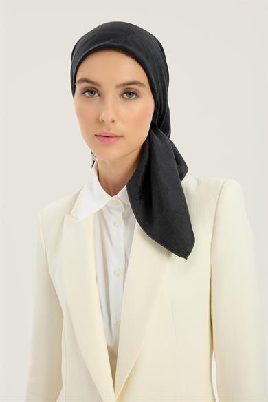 NEDA PAMUK İPEK EŞARP 90*90 CM - SİYAH