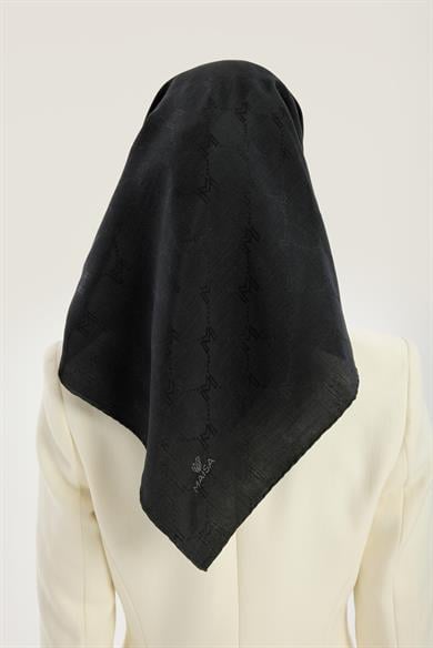 NEDA PAMUK İPEK EŞARP 90*90 CM - SİYAH