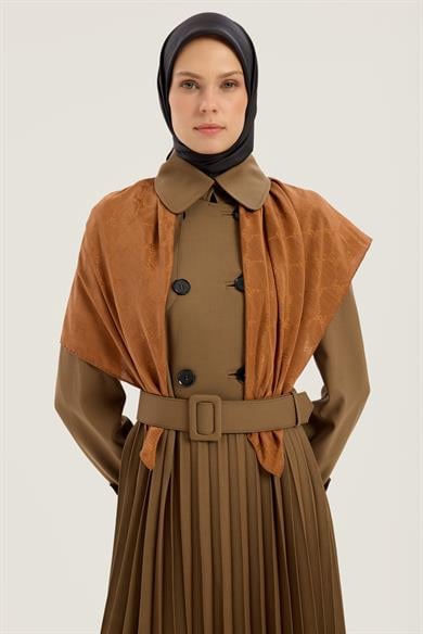 NEDA PAMUK İPEK EŞARP 90*90 CM - TABA