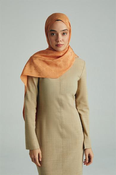 NEDA PAMUK İPEK ŞAL 70*190 CM - AÇIK TURUNCU