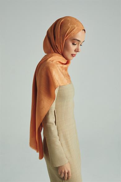NEDA PAMUK İPEK ŞAL 70*190 CM - AÇIK TURUNCU