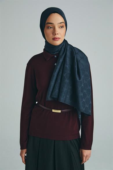 NEDA PAMUK İPEK ŞAL 70*190 CM - KOYU GRİ