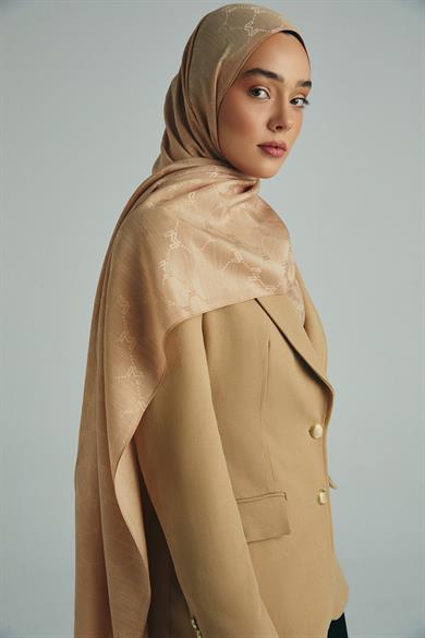 NEDA PAMUK İPEK ŞAL 70*190 CM - BEJ