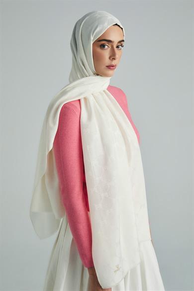 NEDA PAMUK İPEK ŞAL 70*190 CM - EKRU