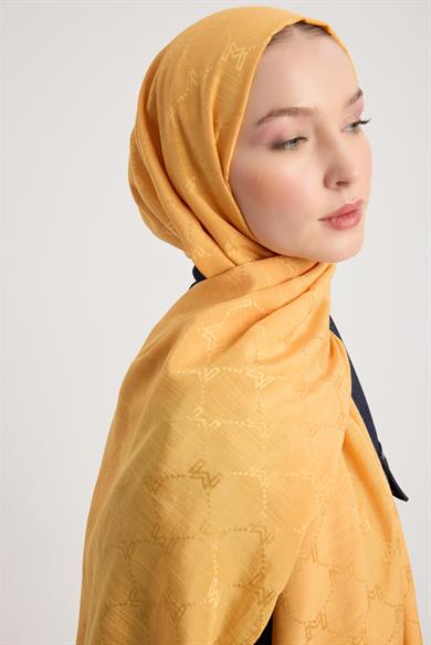 NEDA PAMUK İPEK ŞAL 70*190 CM - HARDAL