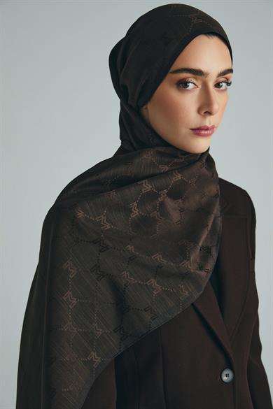 NEDA PAMUK İPEK ŞAL 70*190 CM - KAHVERENGİ