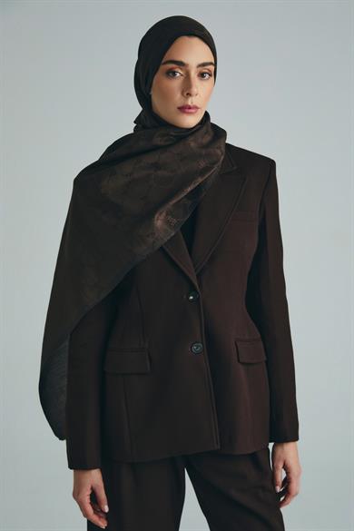 NEDA PAMUK İPEK ŞAL 70*190 CM - KAHVERENGİ