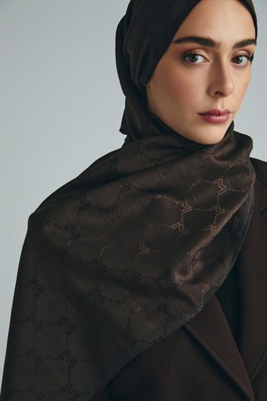 NEDA PAMUK İPEK ŞAL 70*190 CM - KAHVERENGİ