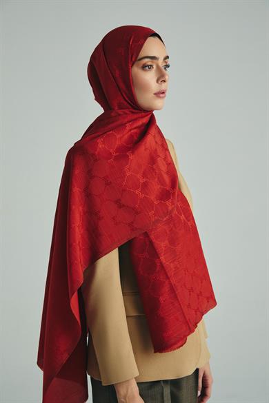 NEDA PAMUK İPEK ŞAL 70*190 CM - KİREMİT