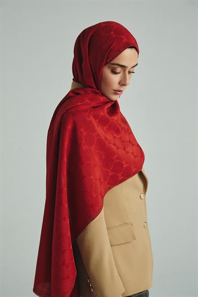 NEDA PAMUK İPEK ŞAL 70*190 CM - KİREMİT