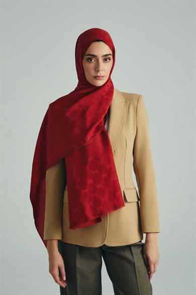 NEDA PAMUK İPEK ŞAL 70*190 CM - KİREMİT
