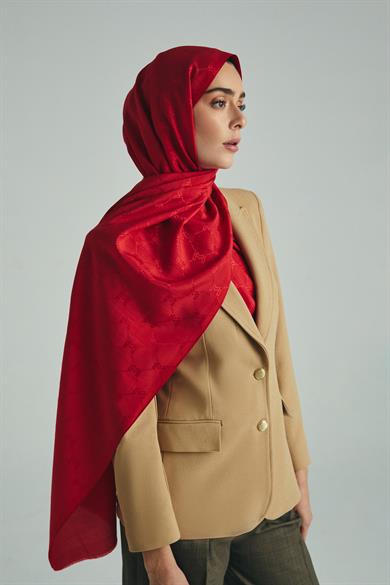NEDA PAMUK İPEK ŞAL 70*190 CM - KIRMIZI