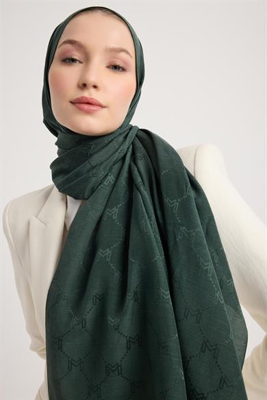 NEDA PAMUK İPEK ŞAL 70*190 CM - KOYU YEŞİL