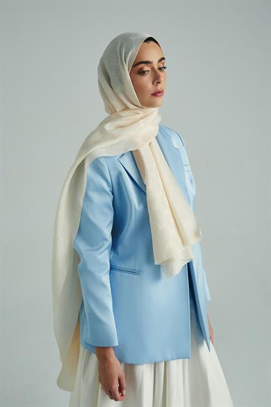 NEDA PAMUK İPEK ŞAL 70*190 CM - KREM