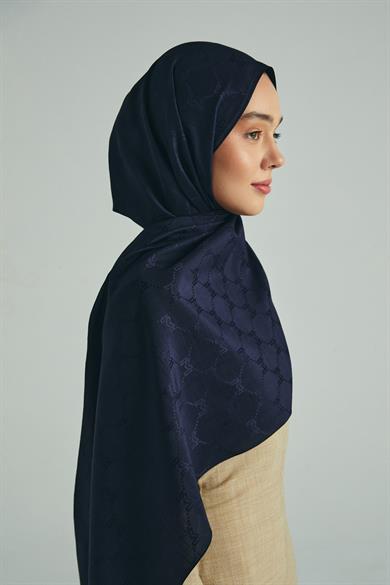 NEDA PAMUK İPEK ŞAL 70*190 CM - LACİVERT