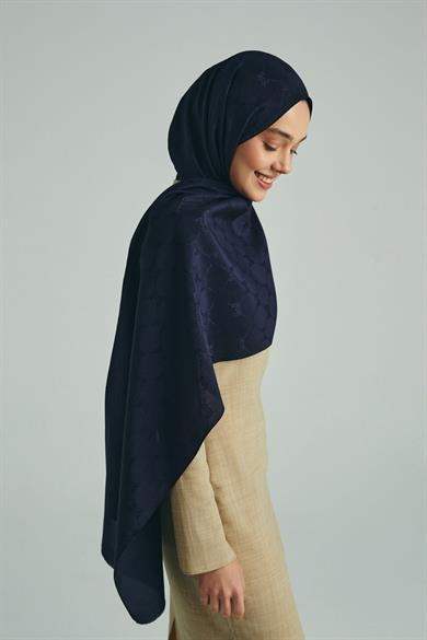NEDA PAMUK İPEK ŞAL 70*190 CM - LACİVERT