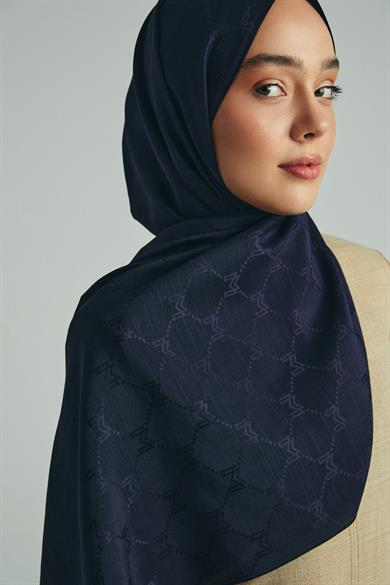 NEDA PAMUK İPEK ŞAL 70*190 CM - LACİVERT