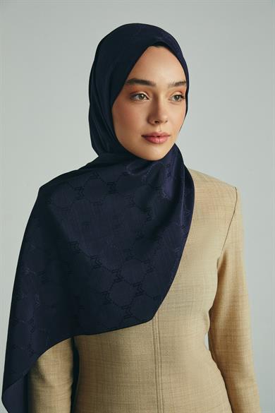 NEDA PAMUK İPEK ŞAL 70*190 CM - LACİVERT