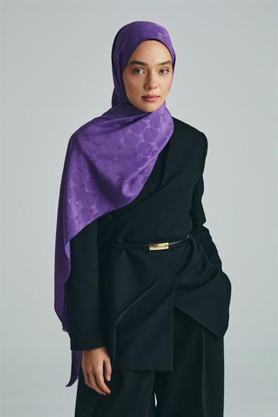 NEDA PAMUK İPEK ŞAL 70*190 CM - MOR