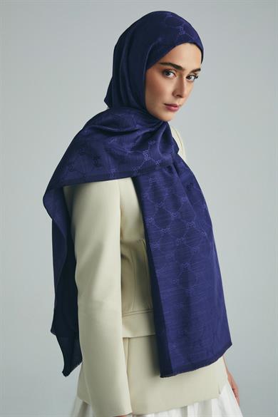 NEDA PAMUK İPEK ŞAL 70*190 CM - MORCİVERT
