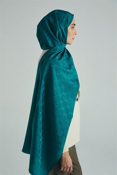 NEDA PAMUK İPEK ŞAL 70*190 CM - PETROL MAVİSİ