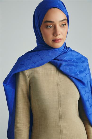 NEDA PAMUK İPEK ŞAL 70*190 CM - SAKS