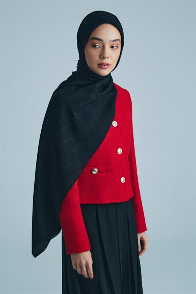 NEDA PAMUK İPEK ŞAL 70*190 CM - SİYAH