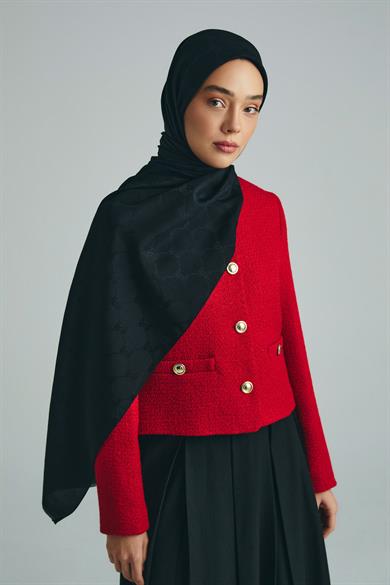 NEDA PAMUK İPEK ŞAL 70*190 CM - SİYAH