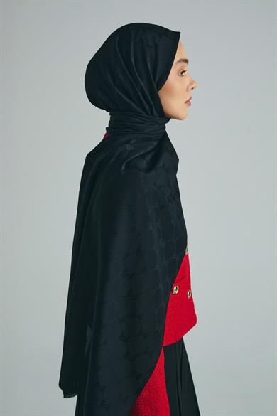 NEDA PAMUK İPEK ŞAL 70*190 CM - SİYAH