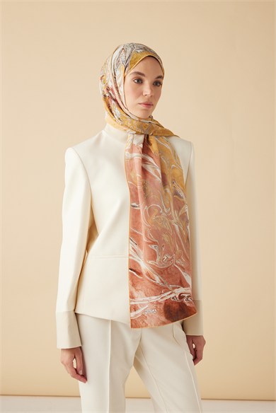NEFES KREP İPEK ŞAL 70*190 CM - GOLD