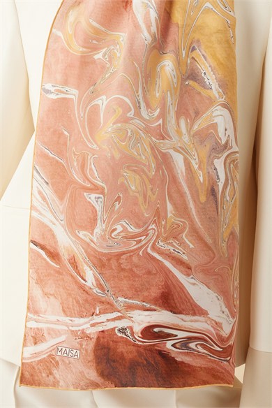 NEFES KREP İPEK ŞAL 70*190 CM - GOLD
