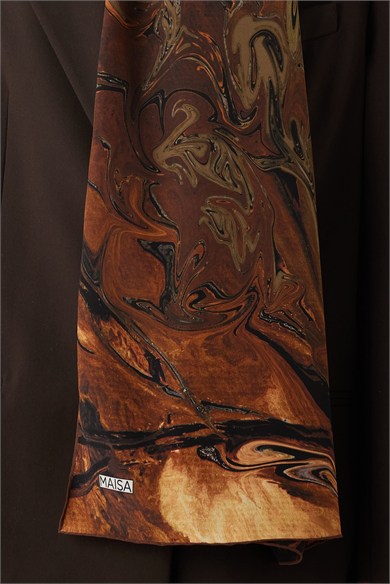 NEFES KREP İPEK ŞAL 70*190 CM - KAHVERENGİ