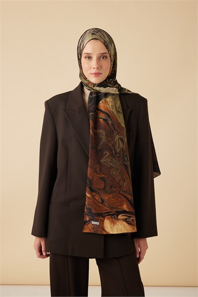 NEFES KREP İPEK ŞAL 70*190 CM - KAHVERENGİ