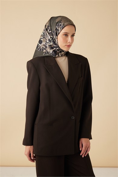 NEŞVE TİVİL İPEK EŞARP 90*90 CM - ACI KAHVE