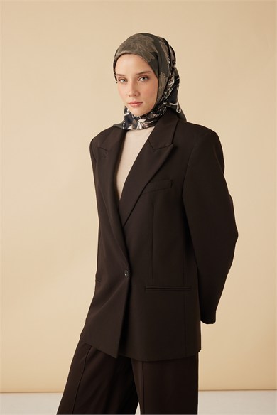 NEŞVE TİVİL İPEK EŞARP 90*90 CM - ACI KAHVE