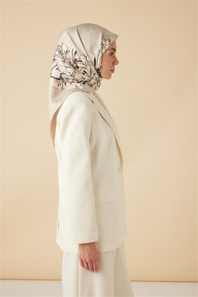 NEŞVE TİVİL İPEK EŞARP 90*90 CM - BEJ