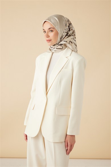 NEŞVE TİVİL İPEK EŞARP 90*90 CM - BEJ