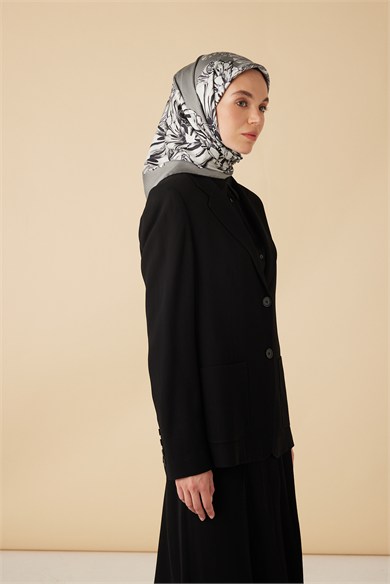 NEŞVE TİVİL İPEK EŞARP 90*90 CM - GRİ