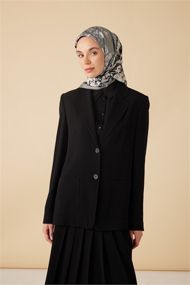 NEŞVE TİVİL İPEK EŞARP 90*90 CM - GRİ