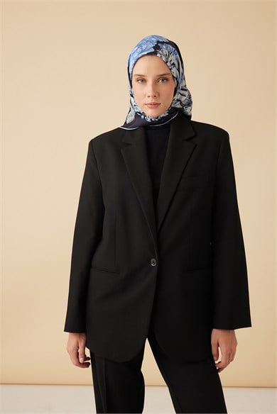 NEŞVE TİVİL İPEK EŞARP 90*90 CM - LACİVERT