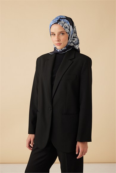 NEŞVE TİVİL İPEK EŞARP 90*90 CM - LACİVERT