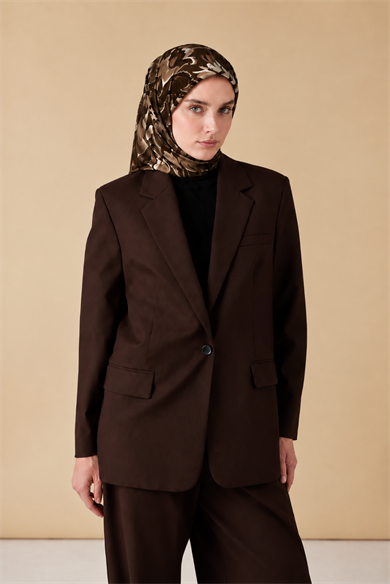 NEŞVE TİVİL İPEK EŞARP 90*90 CM - TABA