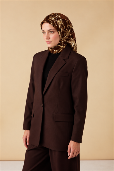NEŞVE TİVİL İPEK EŞARP 90*90 CM - TABA