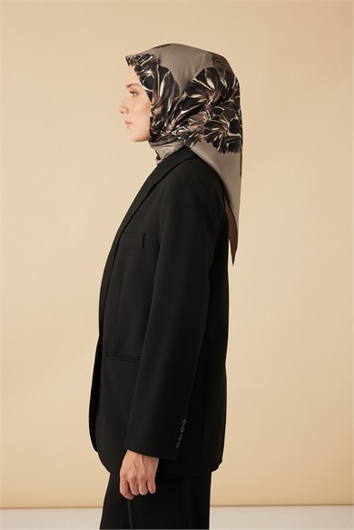 NEŞVE TİVİL İPEK EŞARP 90*90 CM - VİZON